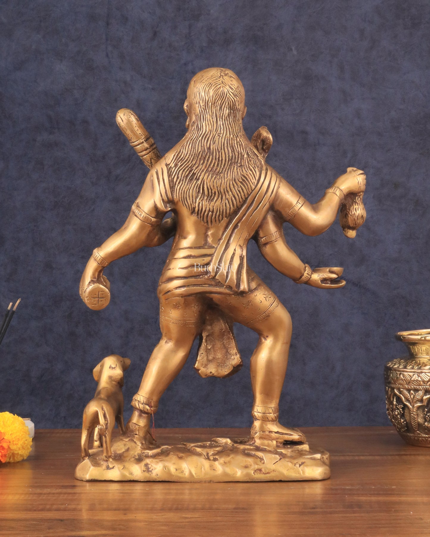 Pure Brass Large Kaal Bhairava Statue - 15"