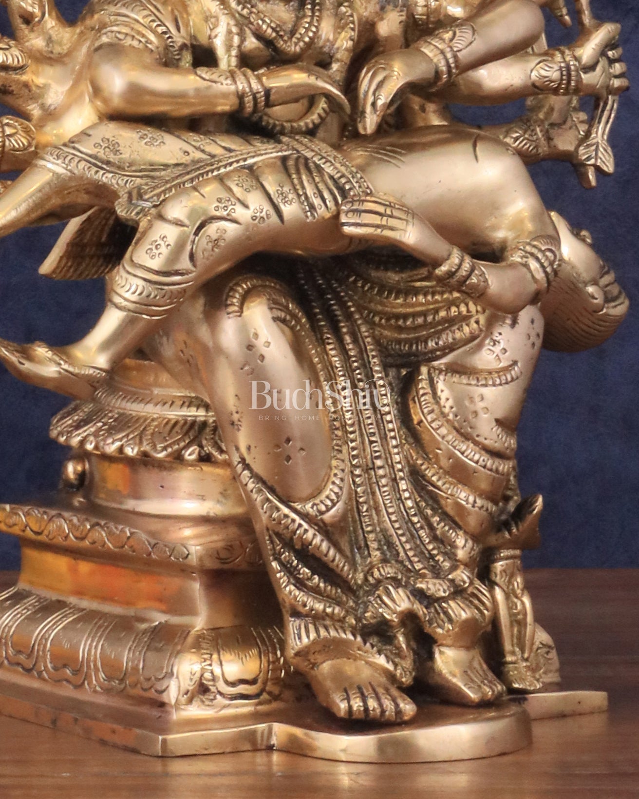 Pure Brass Narasimha Statue killing Hiranyakashipu and Prahlad - 13"