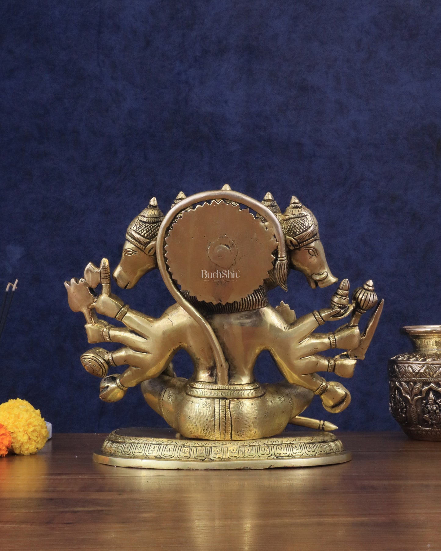 Superfine Brass Panchmukhi Hanuman with Crossed Legs 11"