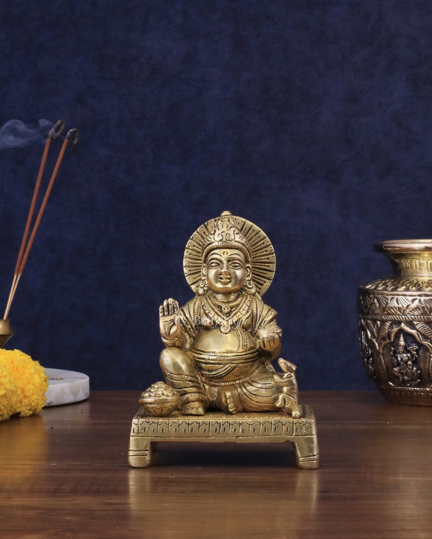 Pure Brass Lord Kubera Idol - 5.5"