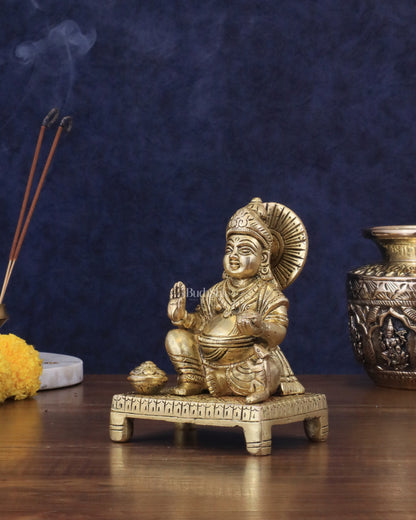 Pure Brass Lord Kubera Idol - 5.5"