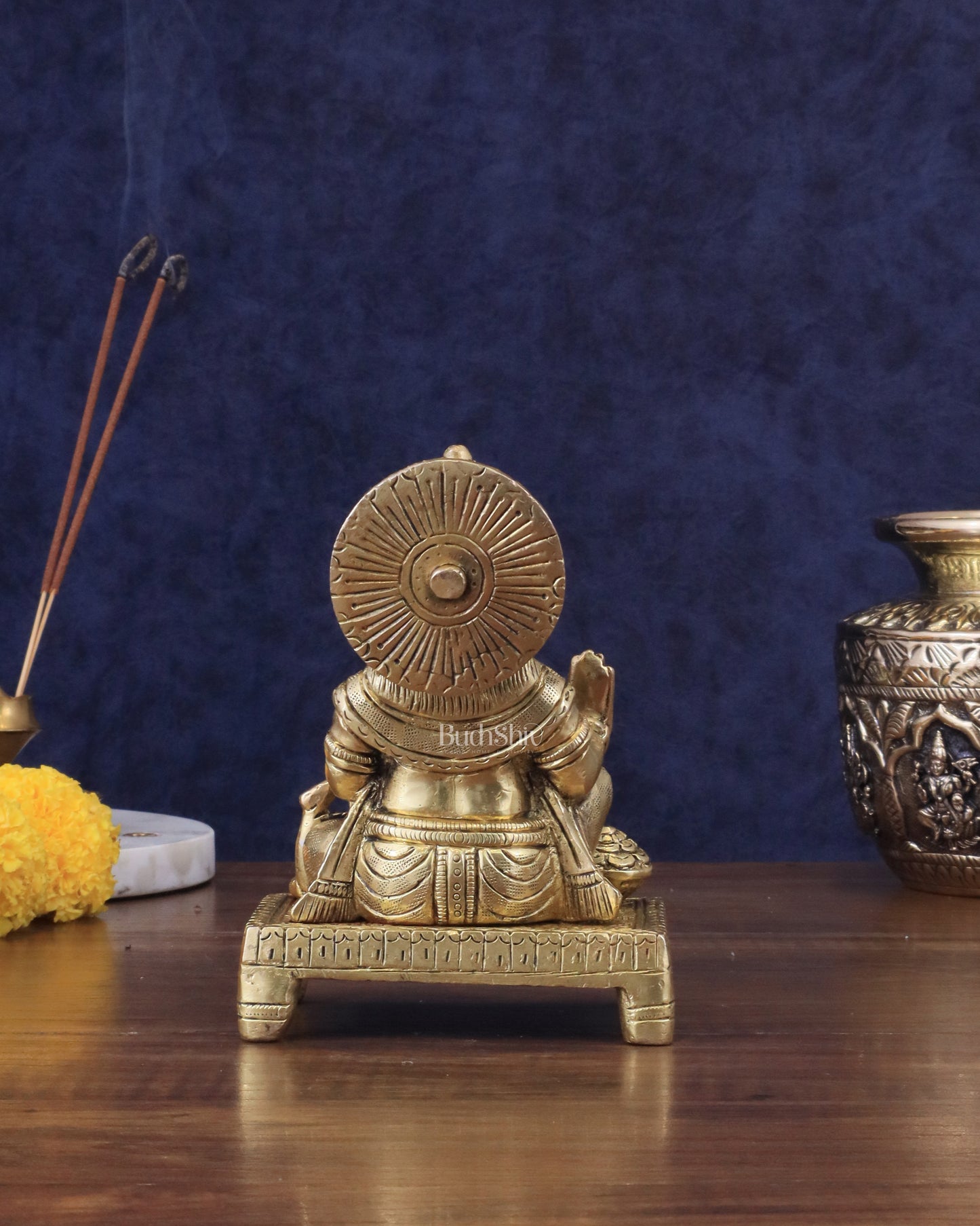 Pure Brass Lord Kubera Idol - 5.5"