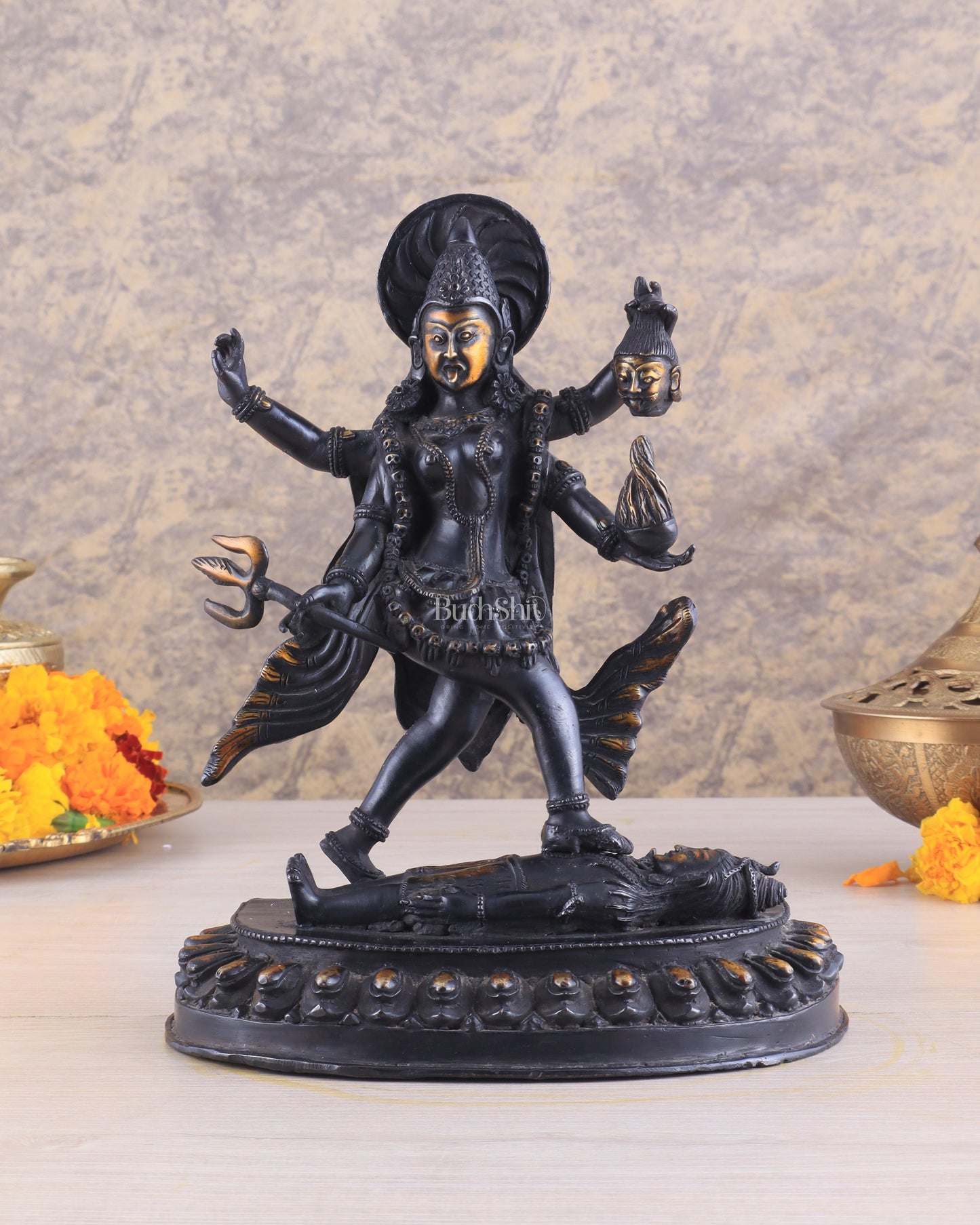 Brass Kali Ma Idol - 9.5 Inch