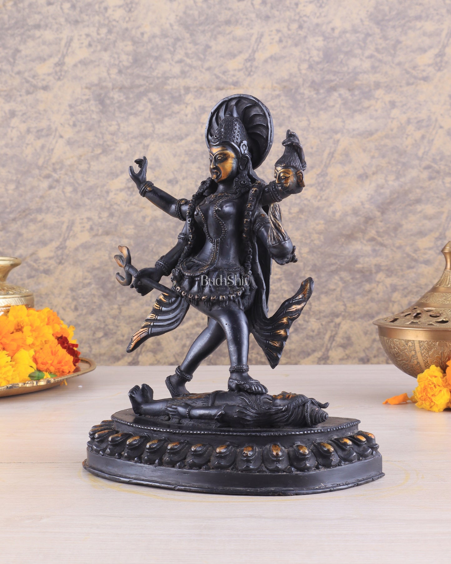 Brass Kali Ma Idol - 9.5 Inch