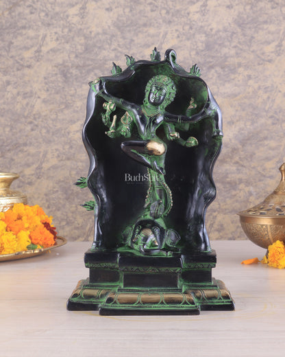 Pure Brass Gajasurasamhara Shiva Idol dancing shiva 
Black and Green Finish