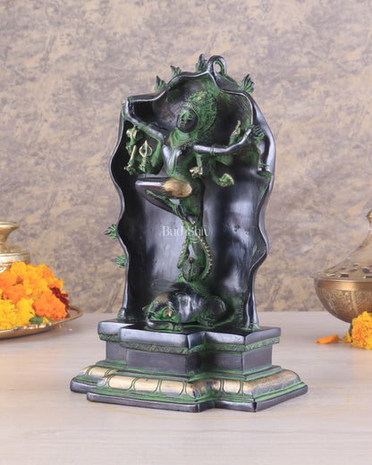 Pure Brass Gajasurasamhara Shiva Idol dancing shiva 
Black and Green Finish