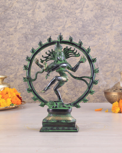 Brass Nataraja Statue
Unique Black and Green Tone 9.5"