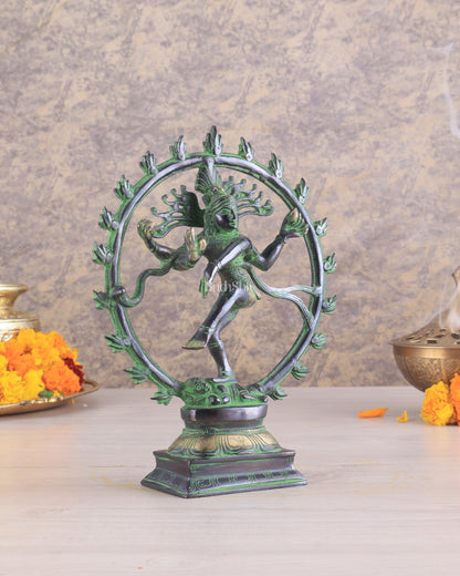 Brass Nataraja Statue
Unique Black and Green Tone 9.5"