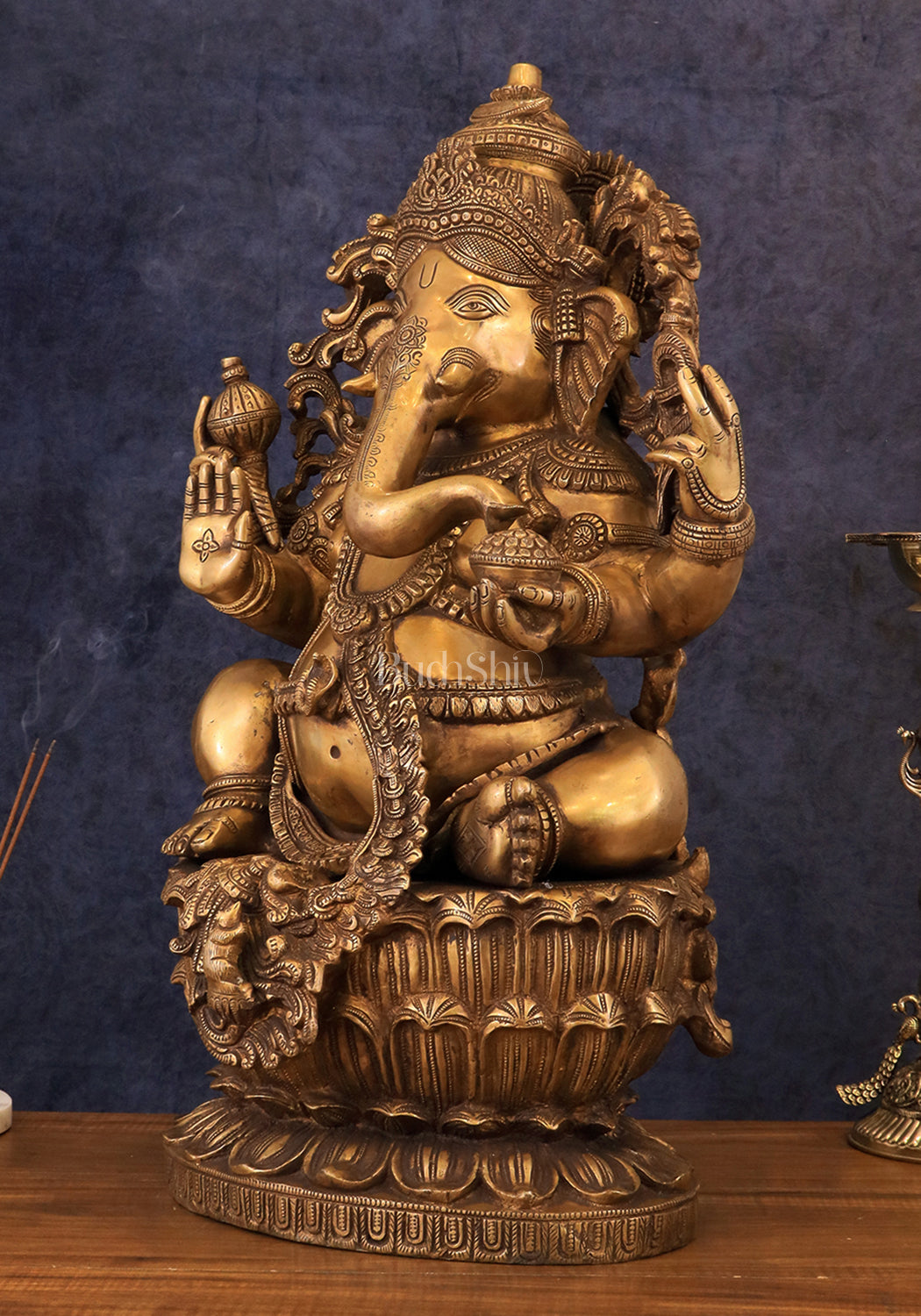 Handcrafted Intricately Detailed Ganapathi Brass Statue - 24 Inch