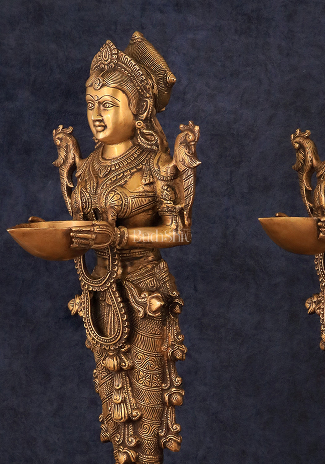 Elegant Brass Deep Lakshmi Welcome Statues – 25" Height