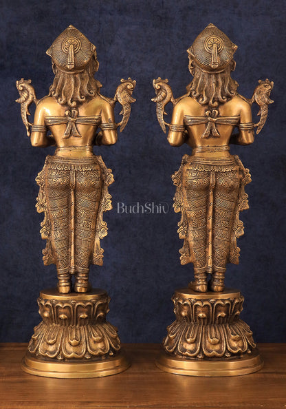 Elegant Brass Deep Lakshmi Welcome Statues – 25" Height