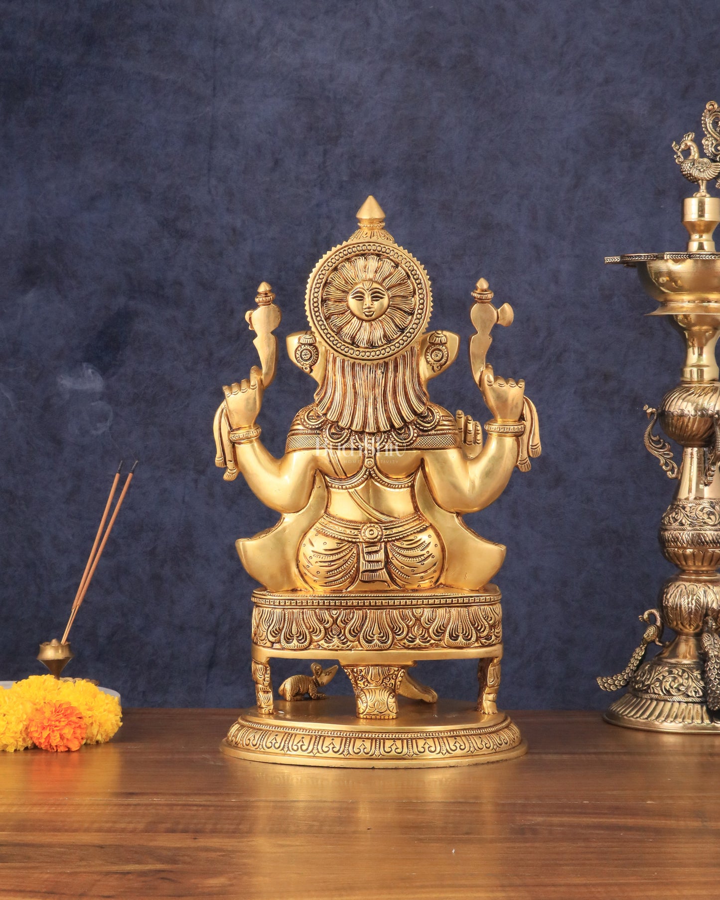 Brass Superfine Lord Ganesha Statue with Advanced Carvings - 15.5"