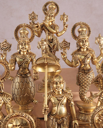 Brass Superfine Vishnu Dashavatar Set - 12 Inch Height