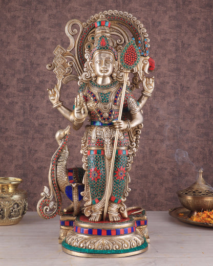 Unique Brass Kartikeya Lord Murugun Statue 20"