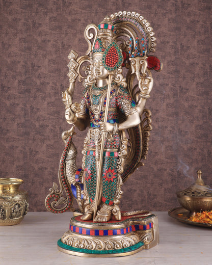 Unique Brass Kartikeya Lord Murugun Statue 20"