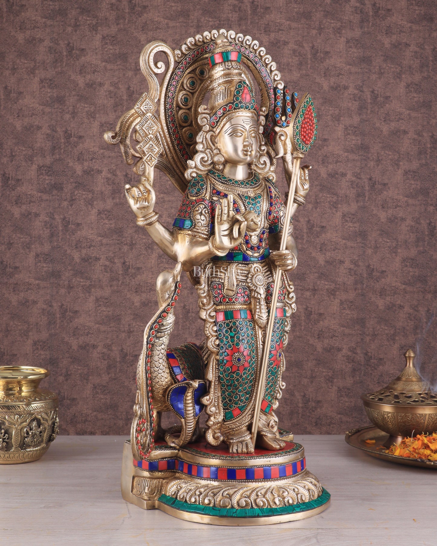 Unique Brass Kartikeya Lord Murugun Statue 20"