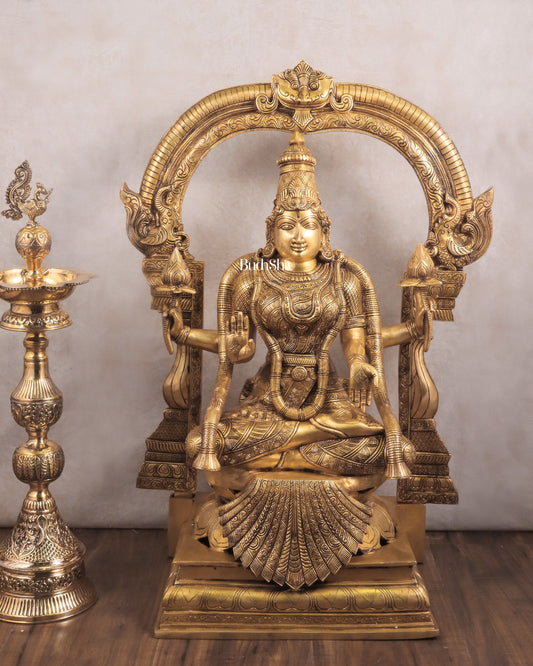 Pure Brass Goddess Padmavathi Lakshmi Sculpture with Thiruvarchi - 30"