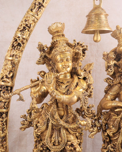 Brass Radha Krishna with Arch large idols  - 45 Inches