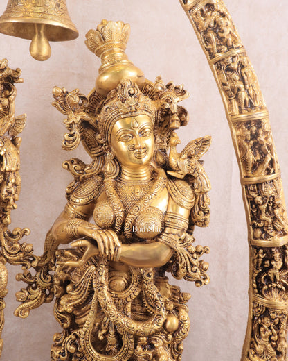 Brass Radha Krishna with Arch large idols  - 45 Inches