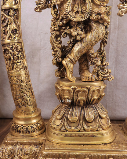 Brass Radha Krishna with Arch large idols  - 45 Inches