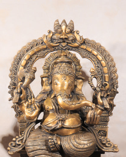 Brass Ganesha on King Size Throne Large statue - 28"