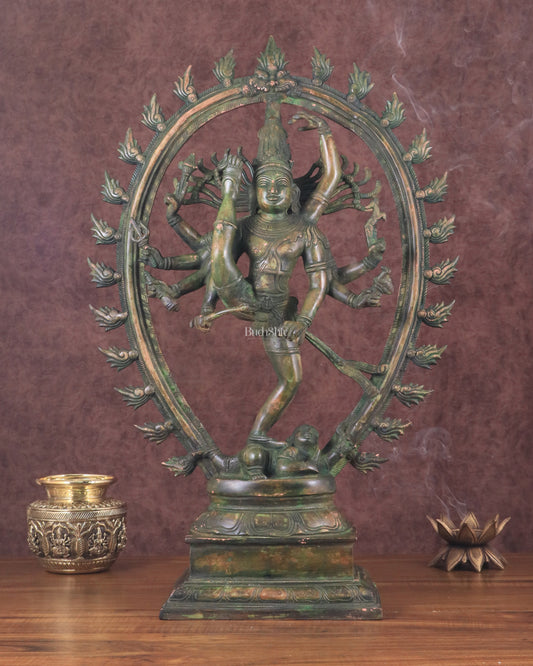 Vintage Brass Urdhava Tandava Nataraja Statue - 24.5 inch