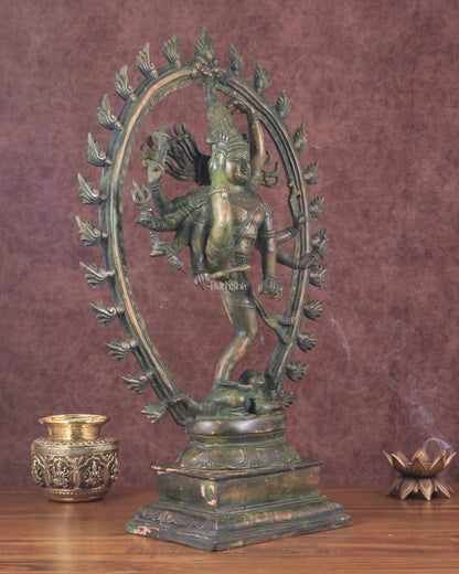 Vintage Brass Urdhava Tandava Nataraja Statue - 24.5 inch