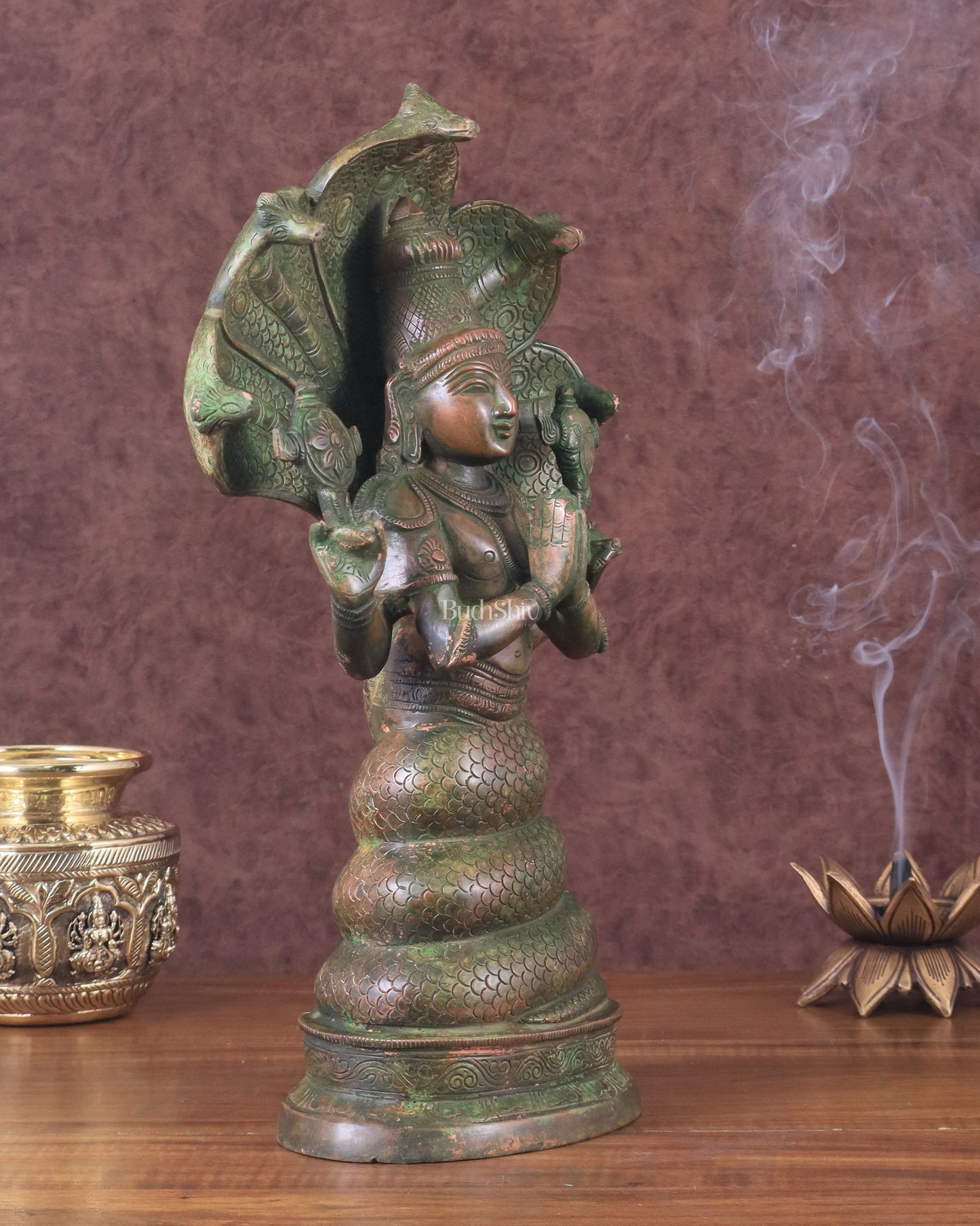 Pure Brass Patanjali Statue 15" green patina