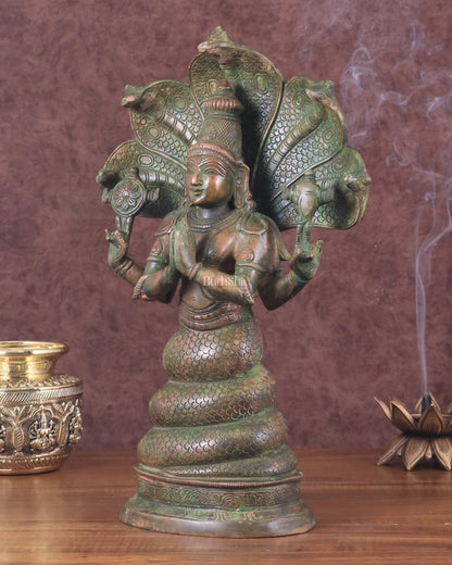 Pure Brass Patanjali Statue 15" green patina