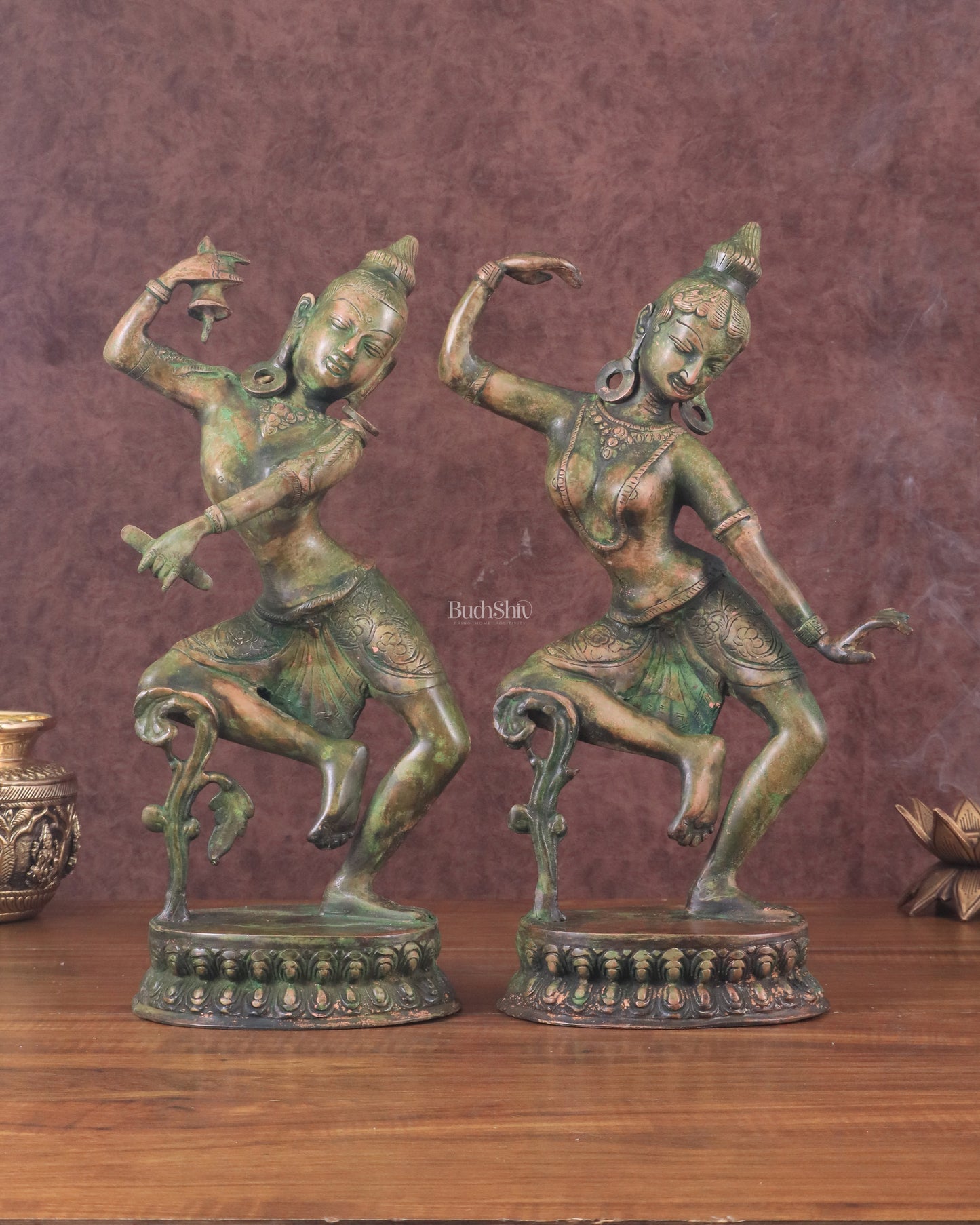 15" Lord Shiva and Parvati Dancing Idols brass idols antique Patina