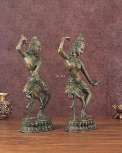 15" Lord Shiva and Parvati Dancing Idols brass idols antique Patina