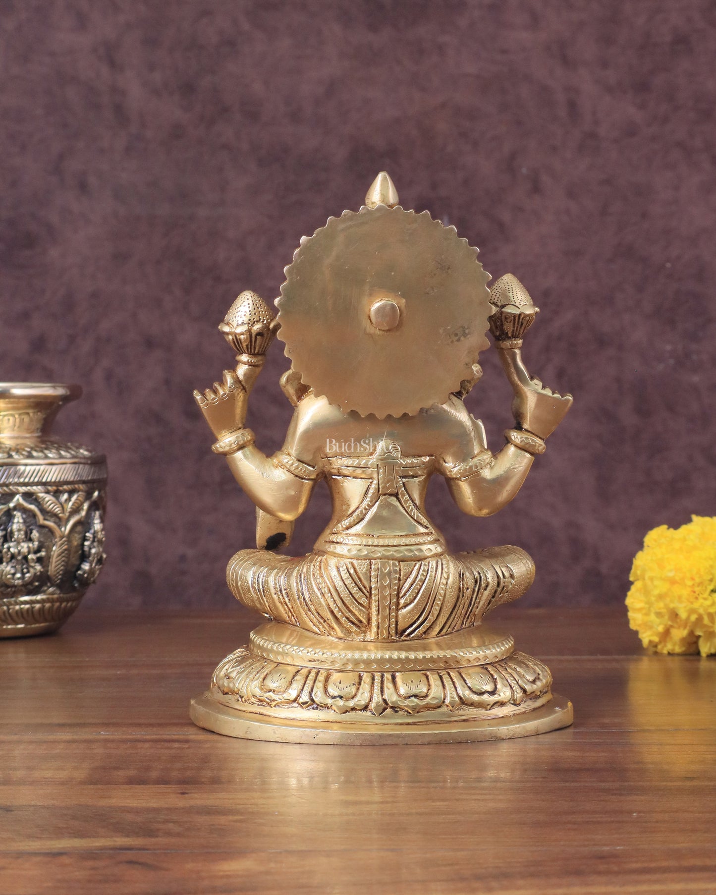 Pure Brass Lakshmi Idol - 7.5" Height