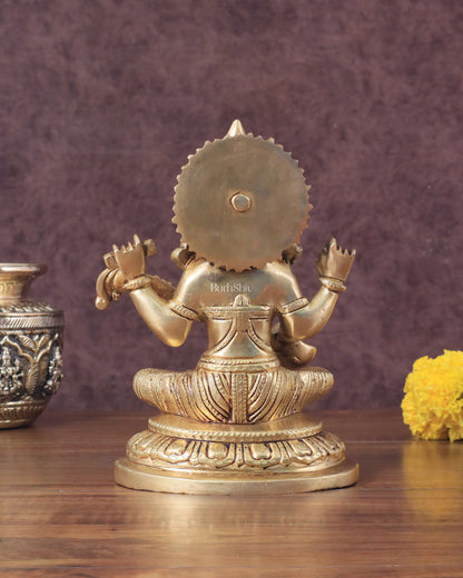 Pure Brass Saraswati Idol - 7.5" Height