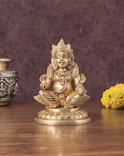 Lord Kuber Intricate Brass Statue - 5.5"