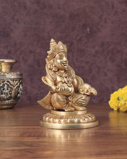 Lord Kuber Intricate Brass Statue - 5.5"