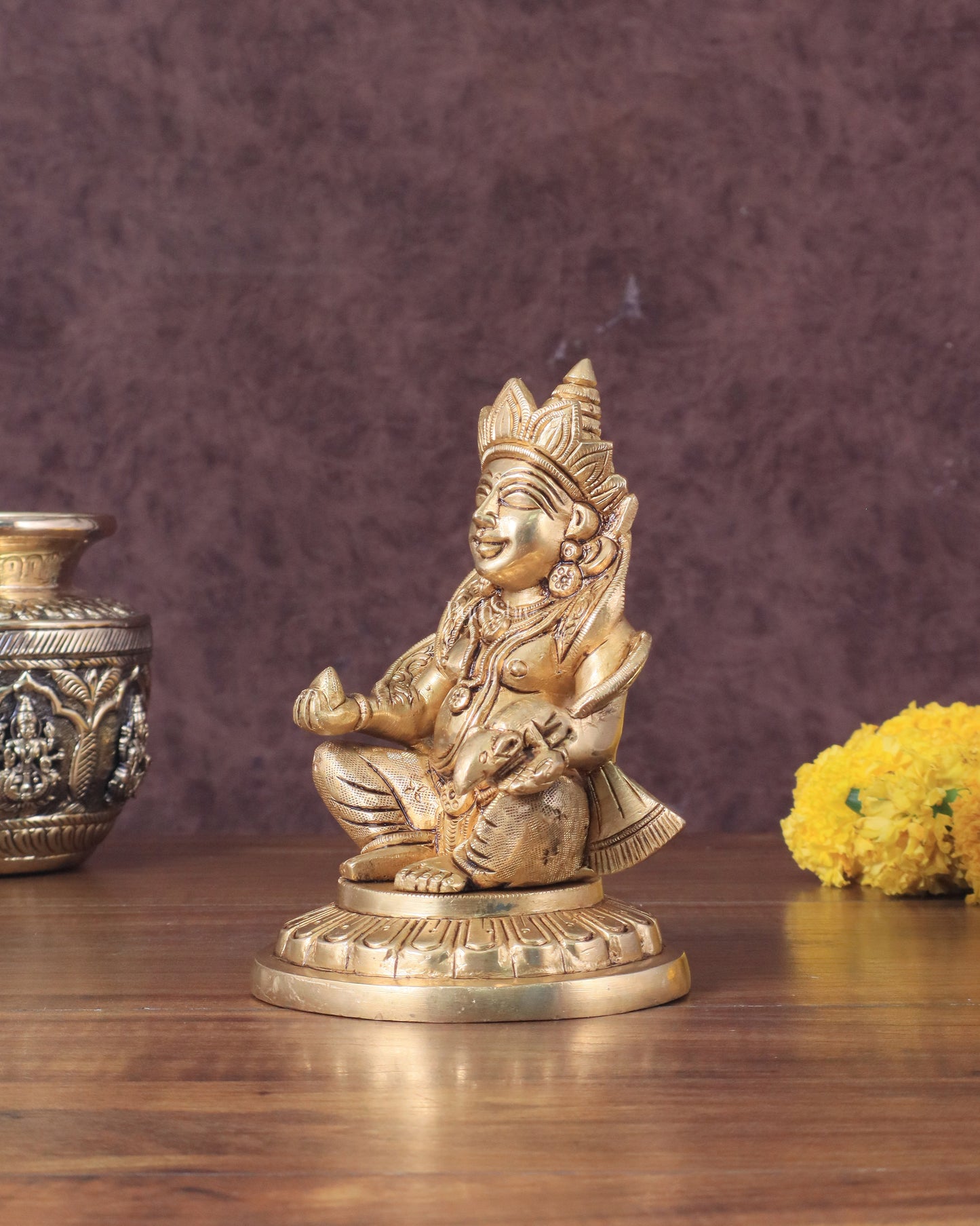 Lord Kuber Intricate Brass Statue - 5.5"