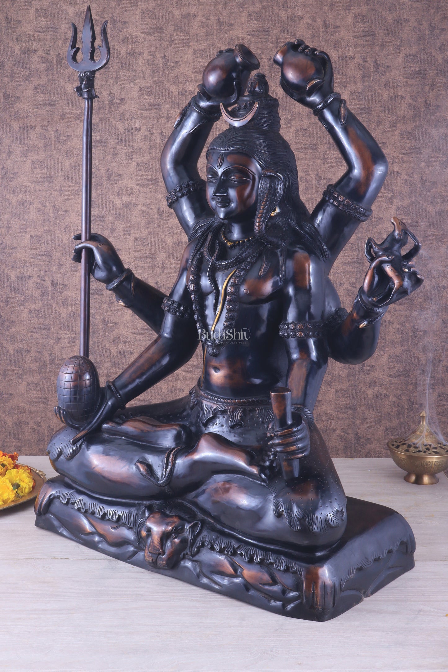 Six-Armed Shiva Statue | Superfine Brass 30 inch