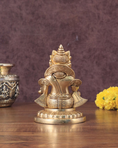 Lord Kuber Intricate Brass Statue - 5.5"