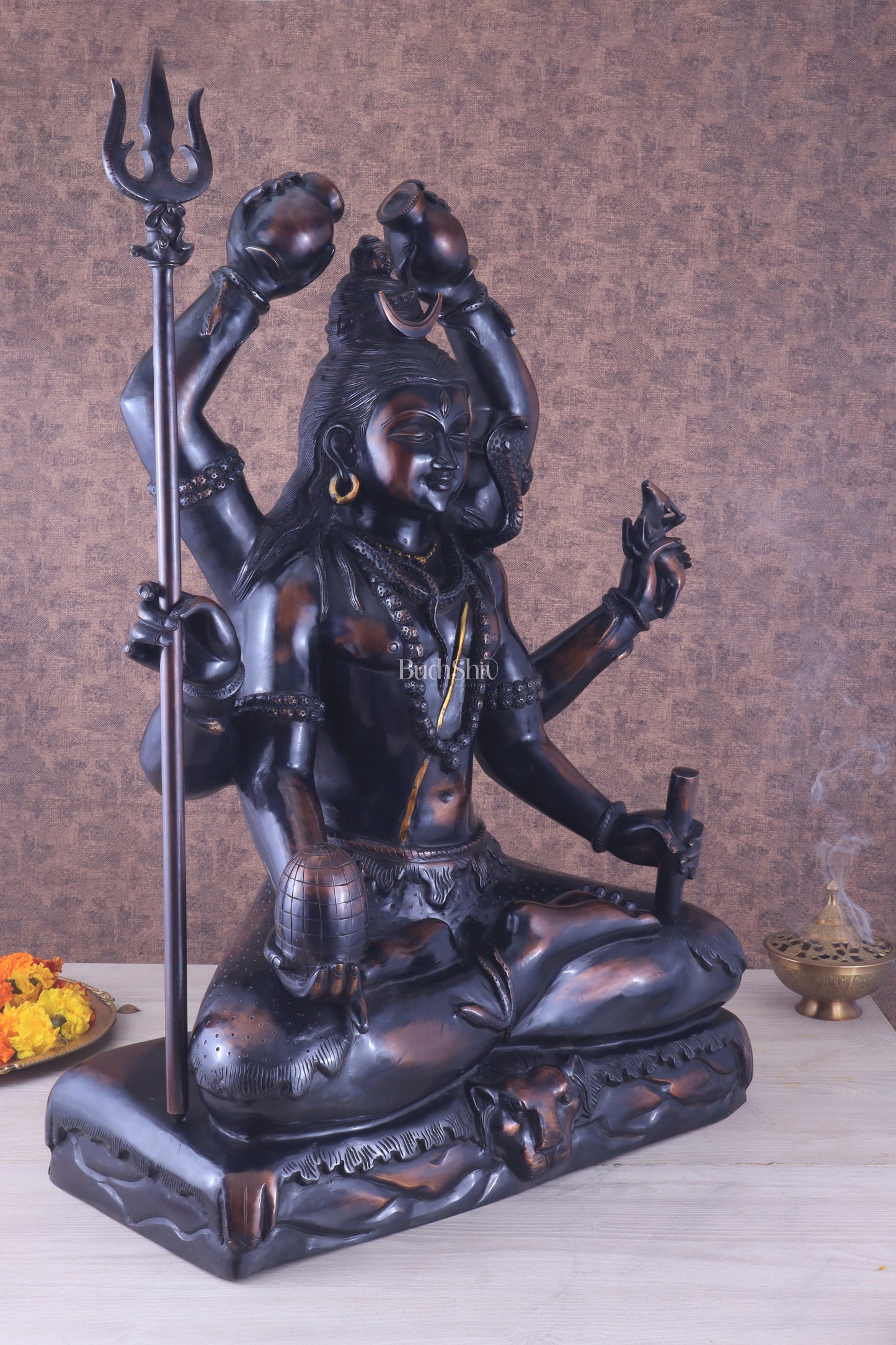 Six-Armed Shiva Statue | Superfine Brass 30 inch