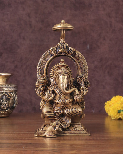 Brass Superfine Ganesha Idol Unique 9"