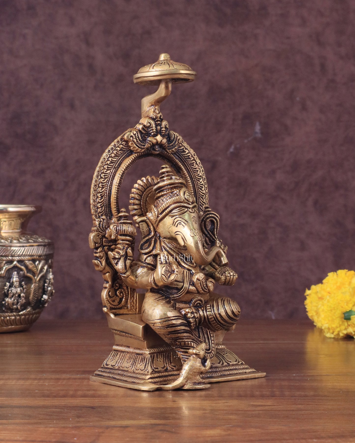 Brass Superfine Ganesha Idol Unique 9"