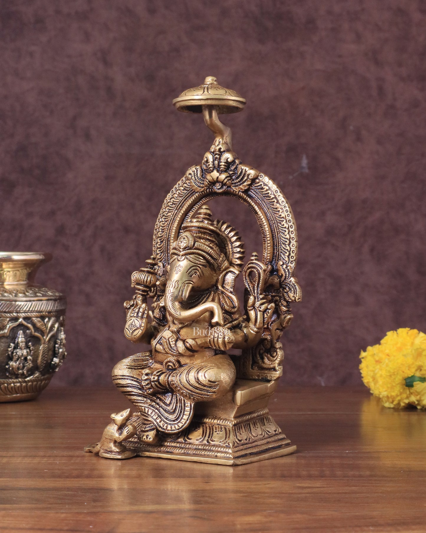 Brass Superfine Ganesha Idol Unique 9"