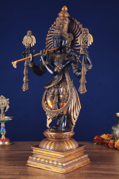 Brass Vishnu roopam Krishna Statue | Black | Height 24 Inch