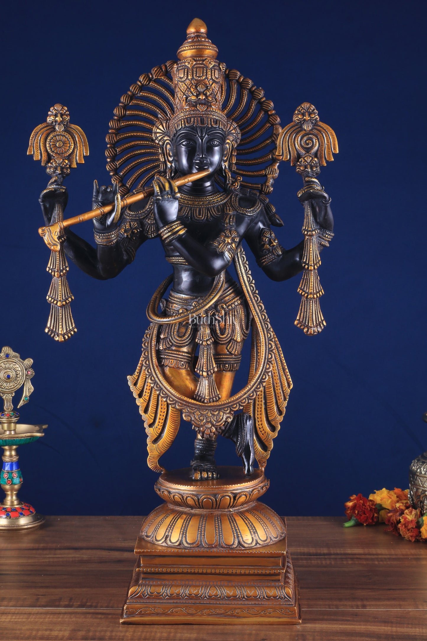 Brass Vishnu roopam Krishna Statue | Black | Height 24 Inch