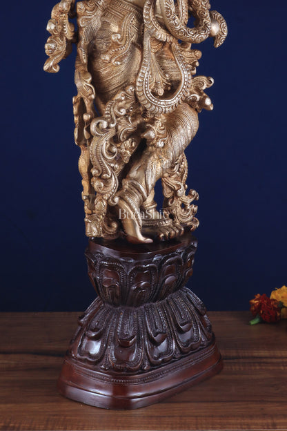 Brass Handcrafted Krishna Statue 30 inch dual tone