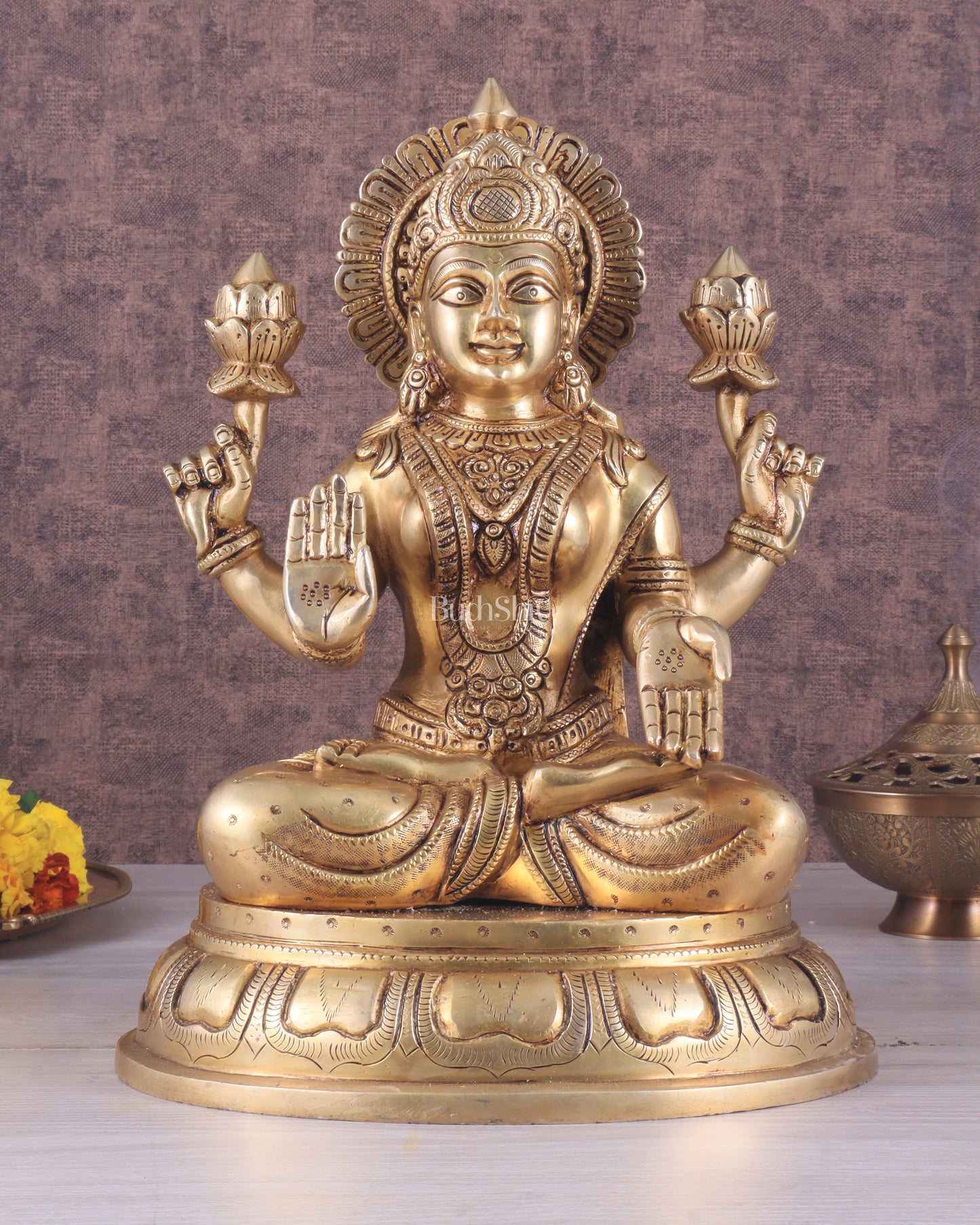 Pure Brass Handcrafted Lakshmi idol 14"