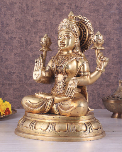 Pure Brass Handcrafted Lakshmi idol 14"