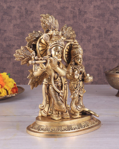 Pure Brass Superfine Radha Krishna Standing Under Kalpavriksha Statue