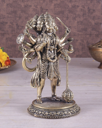 Pure Brass Superfine Standing Panchmukhi Hanuman Idol 6.5"