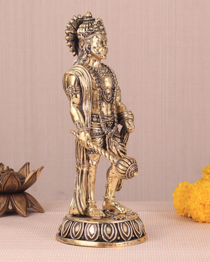 Intricate Standing Hanuman Ji Brass Sculpture - 10.5"